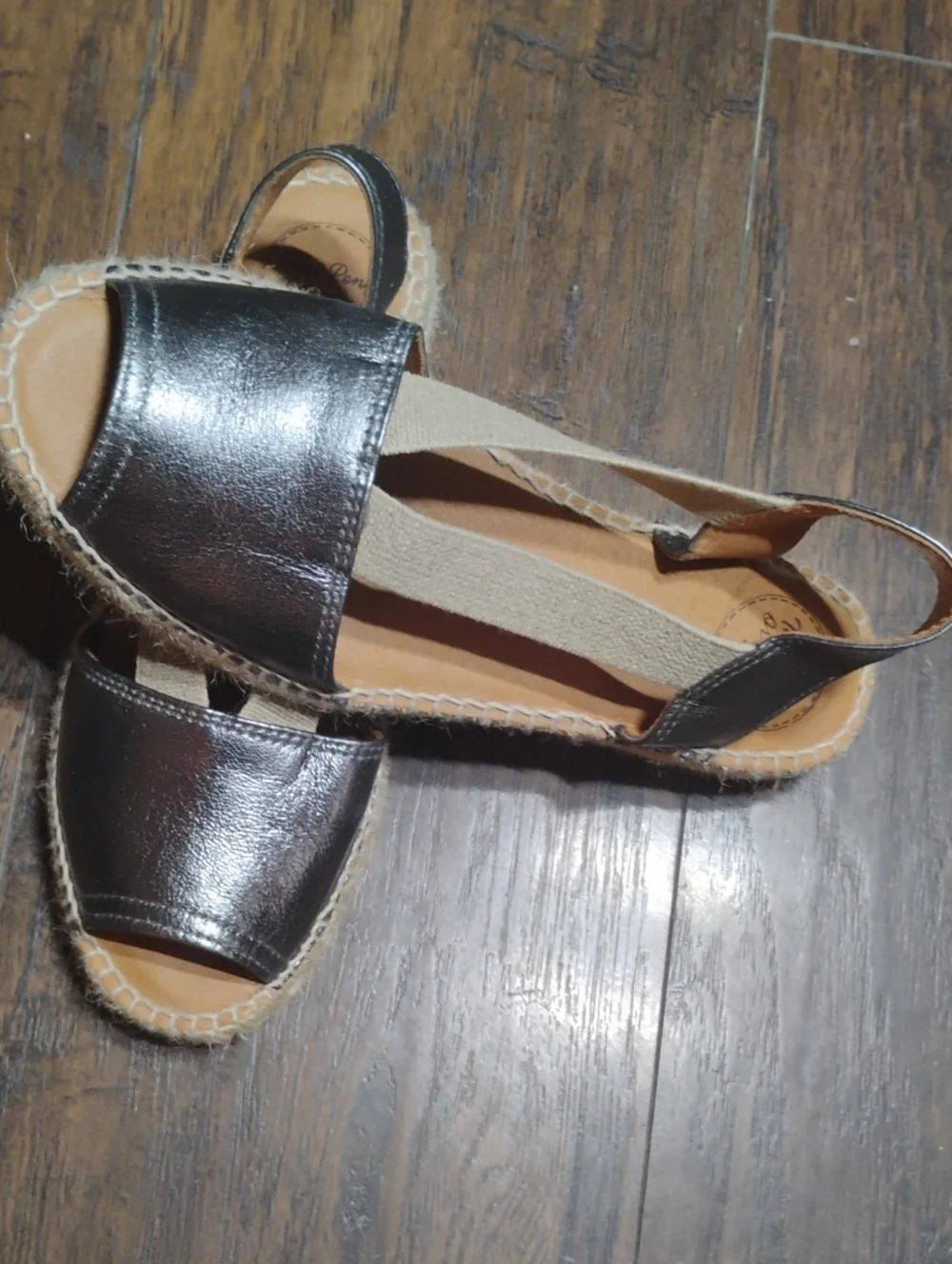 Metallic Gray Open-Toe Espadrille Sandals